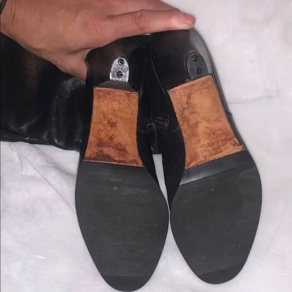 Saks Fifth Avenue Black Knee Boots with Chunky Heel - Picture 12 of 16